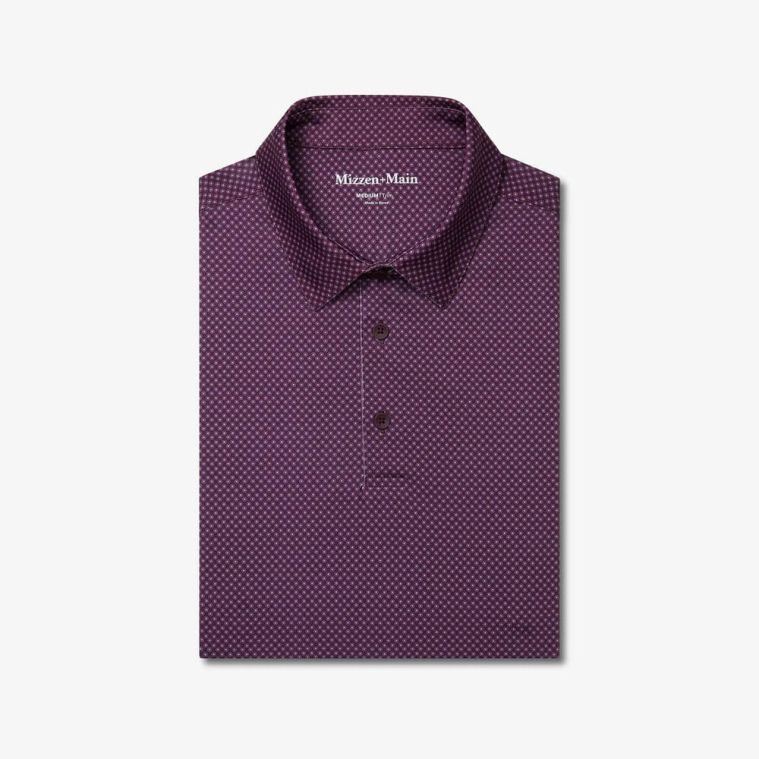 Mizzen+Main Versa Polo Eggplant Multi Texture (GOLFTEC LOGO)