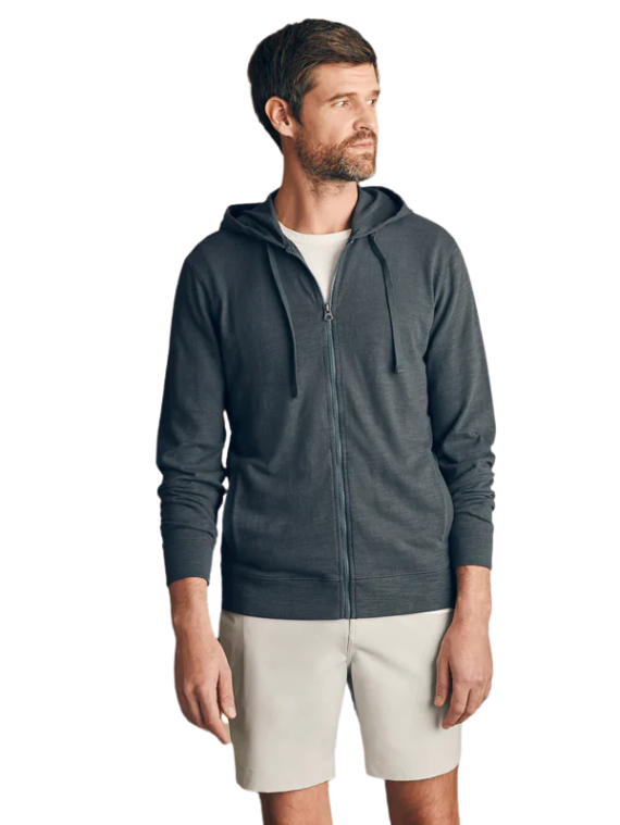 Faherty Sunwashed Slub Zip Hoodie Graphite (SKYTRAK Logo)