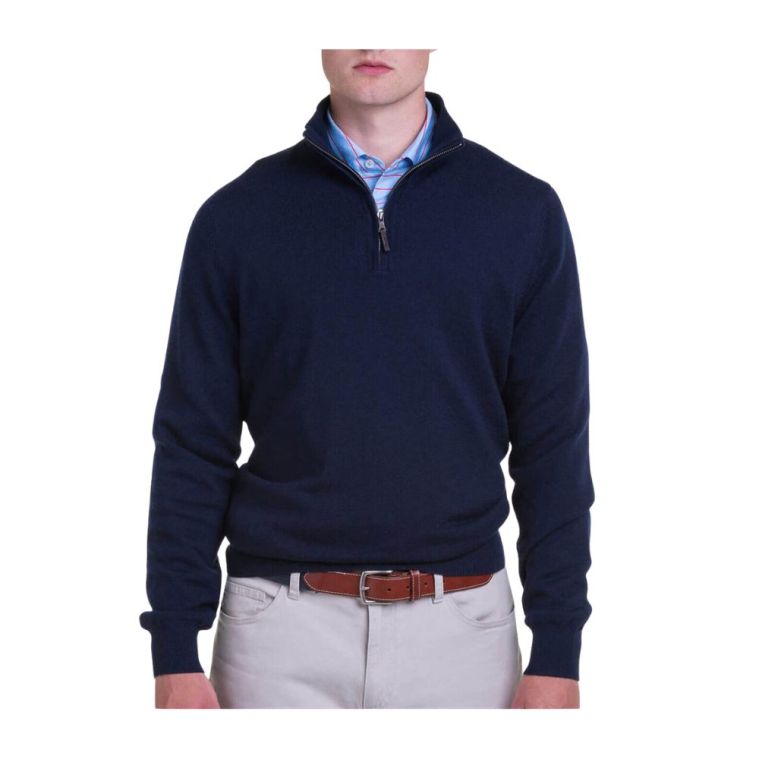 Baruffa Merino Quarter Zip Navy