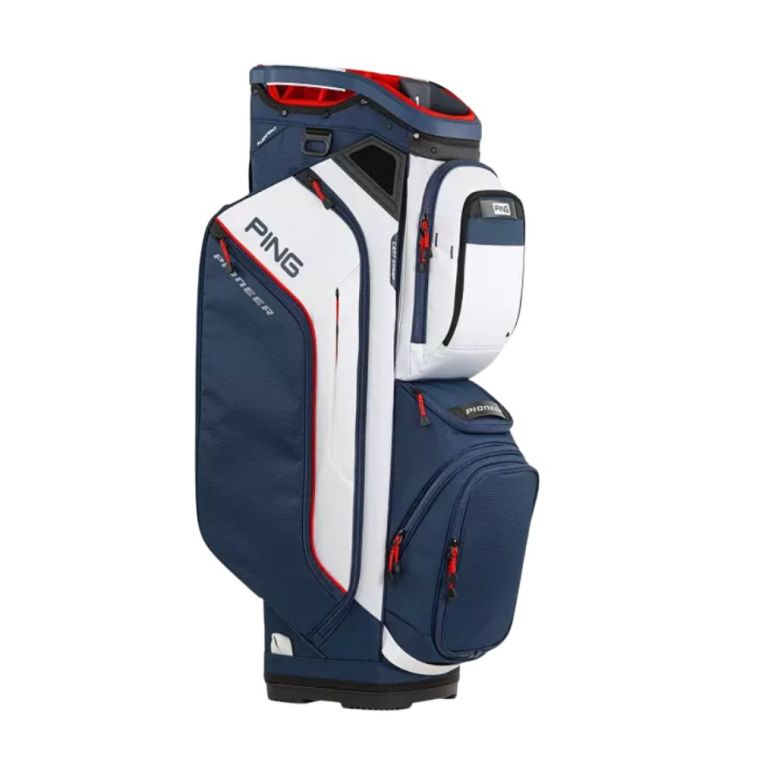 PING Pioneer Cart Bag Navy/White/Red