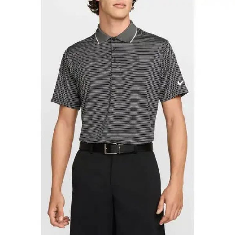 Nike Dri-FIT Tour Stripe Polo Black/White (GOLFTEC LOGO)