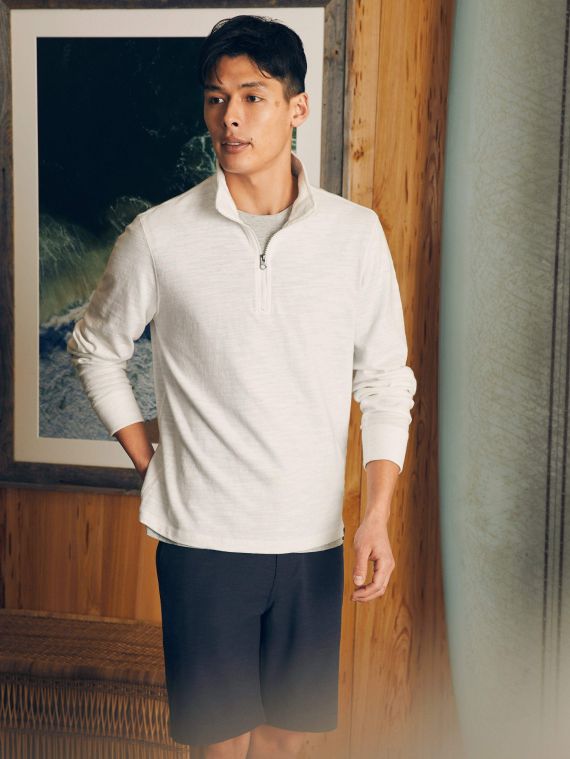 Faherty Sunwashed Quarter Zip White (SKYTRAK Logo)