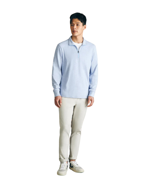 Faherty Sunwashed Quarter Zip Ice Blue Heather (SKYTRAK Logo)
