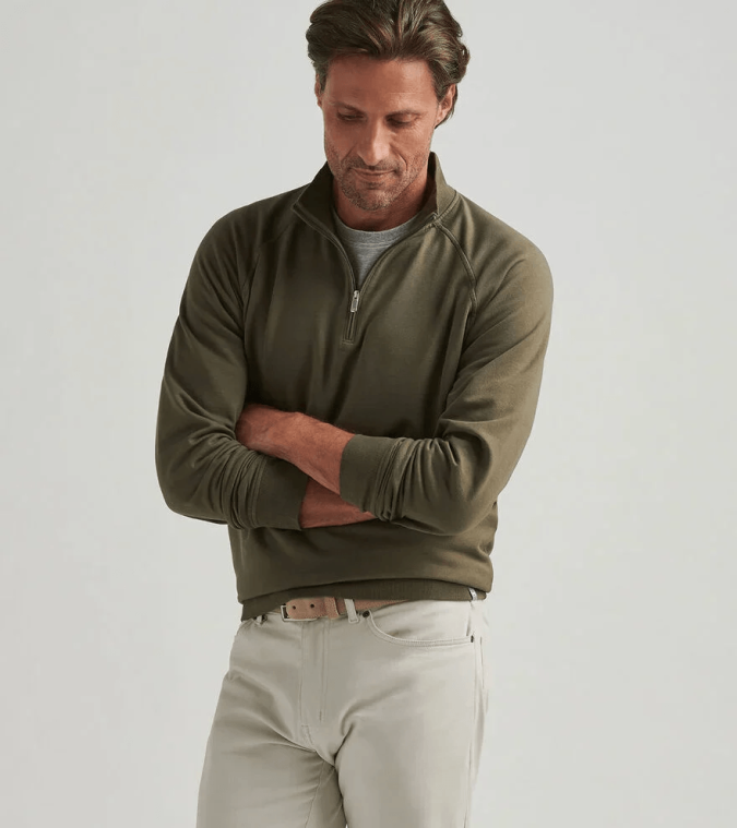 Peter Millar Lava Wash Quarter Zip Dark Safari