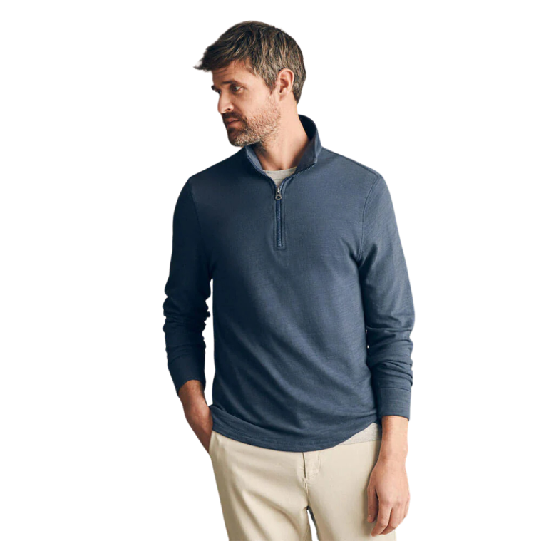 Faherty Sunwashed Quarter Zip Blue Nights (SKYTRAK Logo)