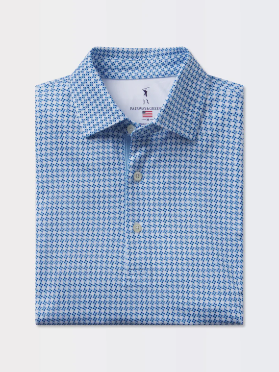 Fairway & Greene Bellinger Print Polo White (GOLFTEC LOGO)