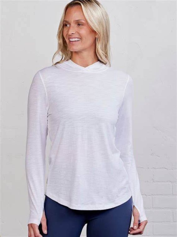 Tasc Women's Recess Hoodie White SKYTRAK Logo