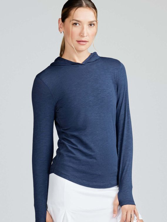 Tasc Women's Recess Hoodie Navy SKYTRAK Logo