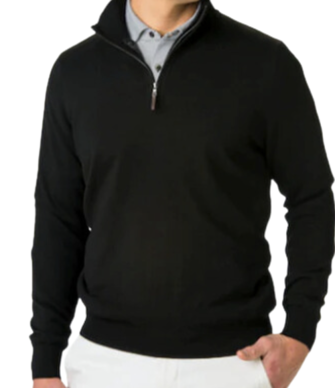 Baruffa Merino Quarter Zip Black