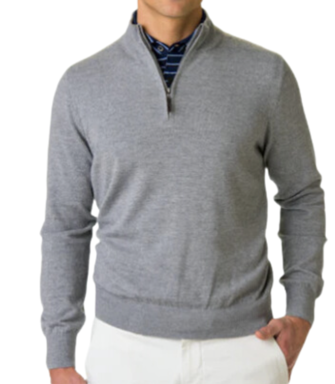 Baruffa Merino Quarter Zip Light Charcoal