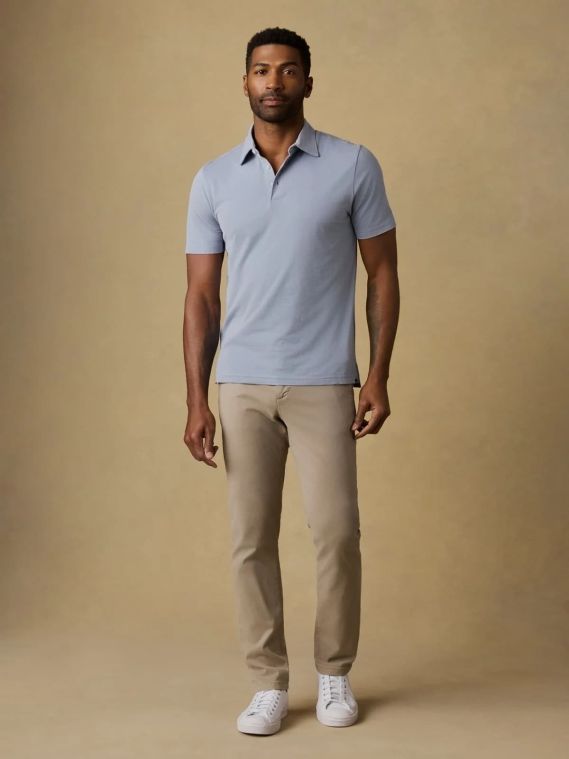 Faherty Movement Polo White Melange (SKYTRAK Logo)