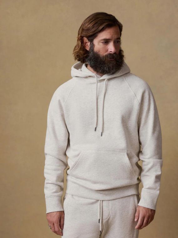 Faherty High Standard Fleece Hoodie Ivory Heather (SKYTRAK Logo)